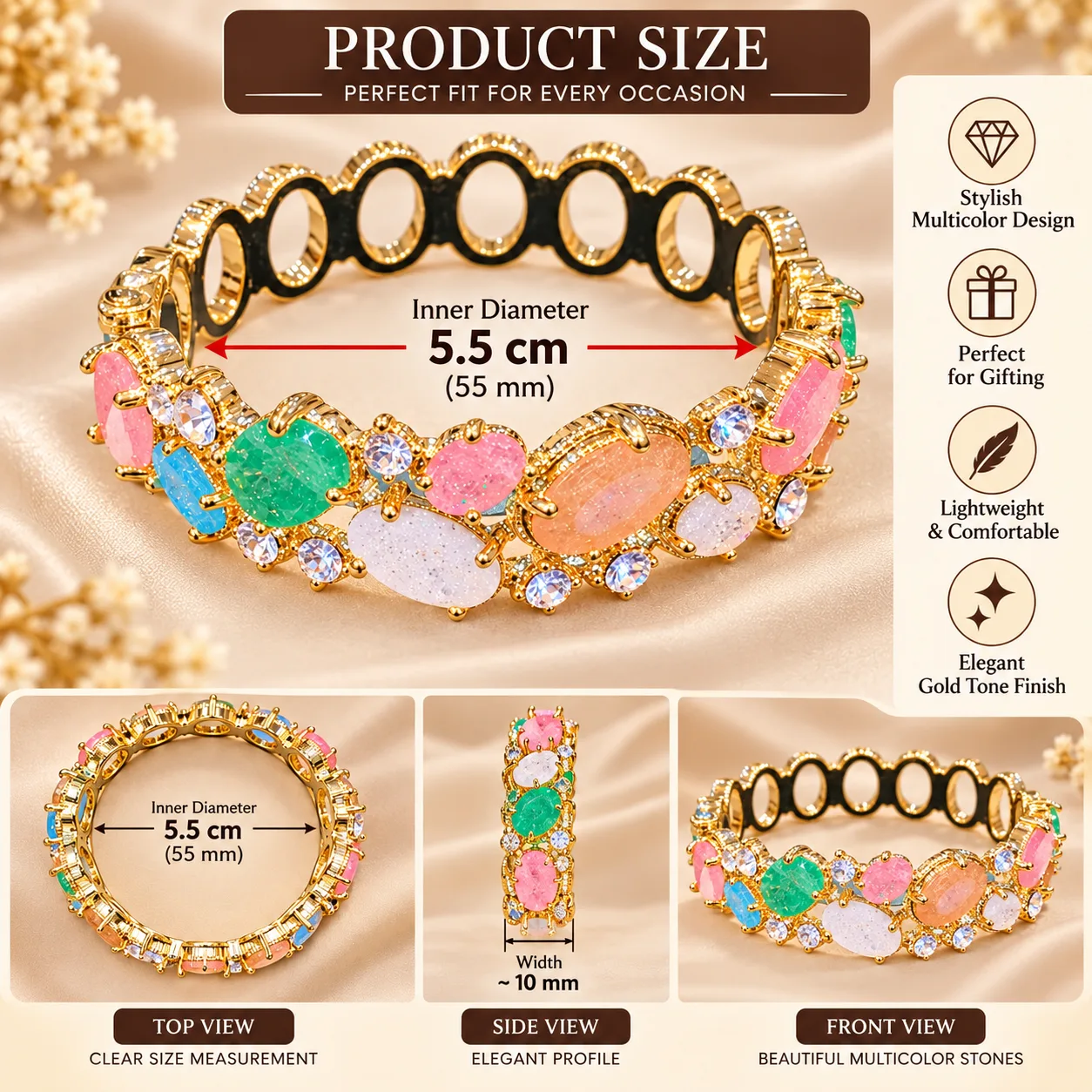Luxe Mosaic Gold Tone Bracele (4)