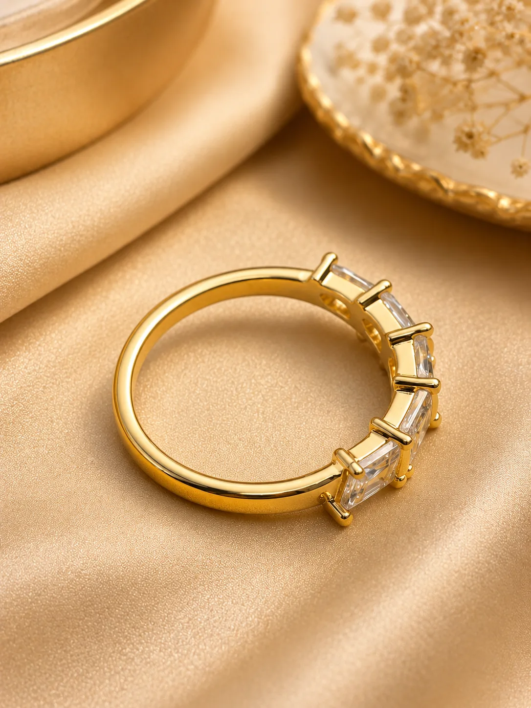 Marquise Glow Gold Tone Ring (2) Gold tone marquise stone ring for women with clear sparkling stones