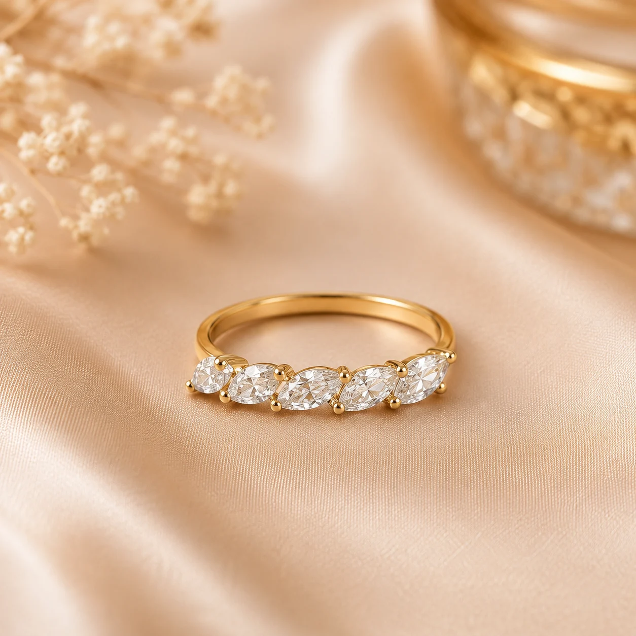 Marquise Glow Gold Tone Ring