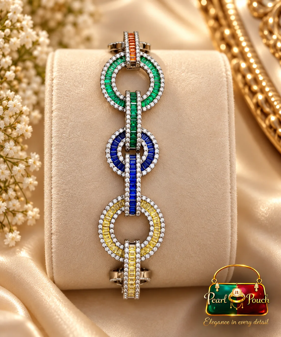 Multicolor Zirconia Diamond-Style Adjustable Bracelet for Women (7) ZUPING multicolor bracelet for women with zirconia diamond-style detailing