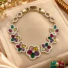 Premium 18K Gold Plated Multicolour Floral Bracelet with multicolour floral stones