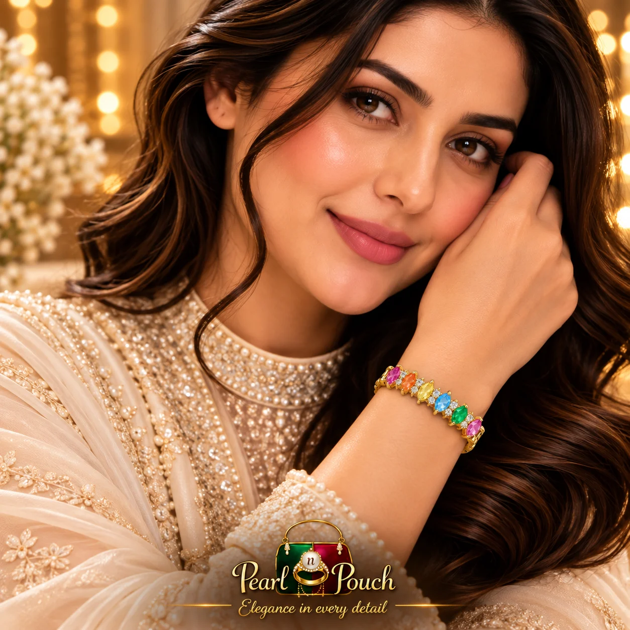 Premium 18K Gold Plated Multicolour Zirconia Bracelet – Free Size (4)