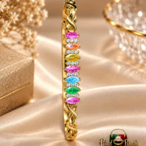 Premium 18K Gold Plated Zirconia Bracelet in Free Size with multicolour stones and diamond style craftsmanship
