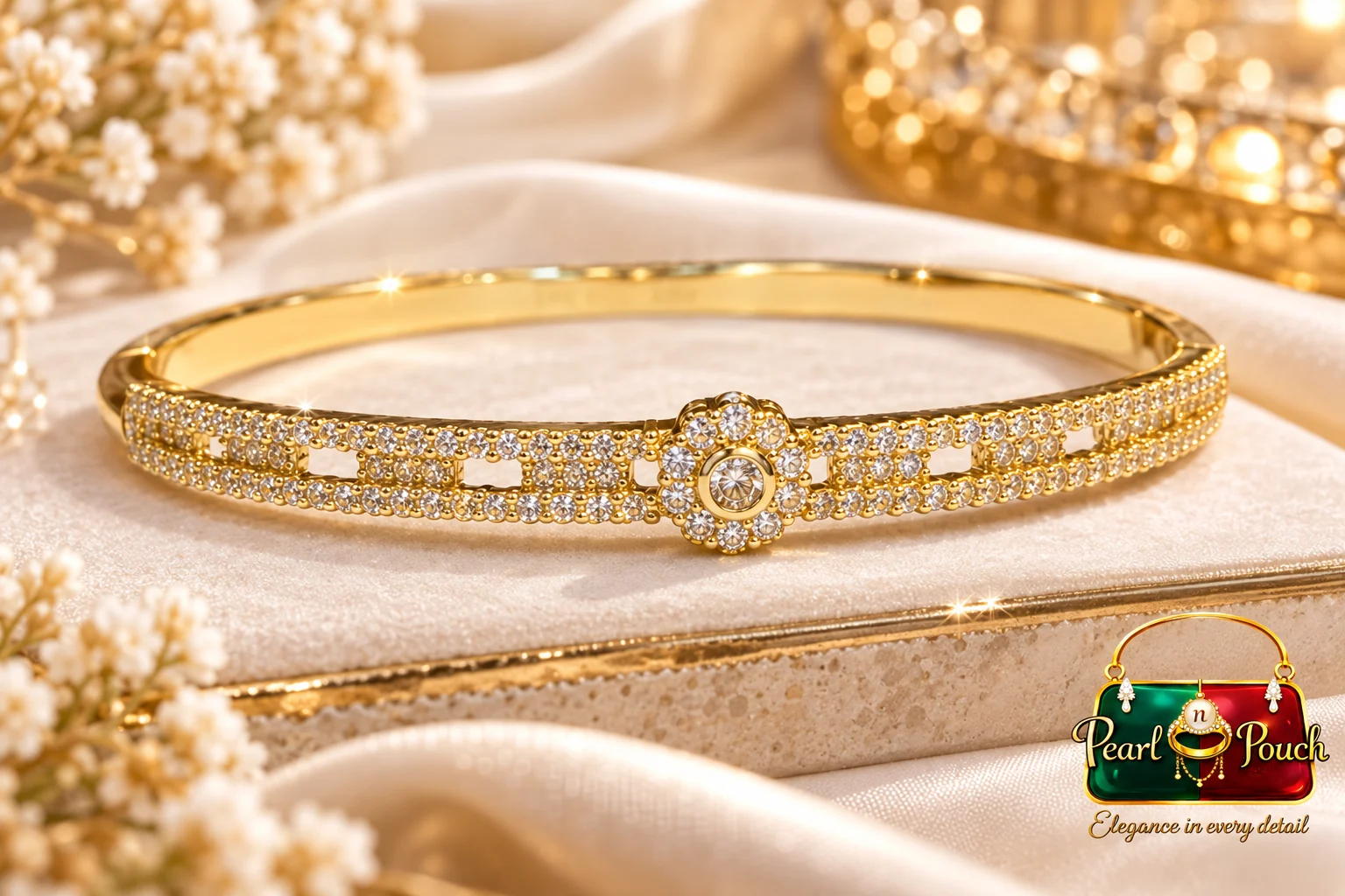 Premium 18K Gold Plated Zirconia Bangle by Zuping (4)