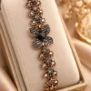 Premium Antique Copper Floral Zirconia Bracelet for Women