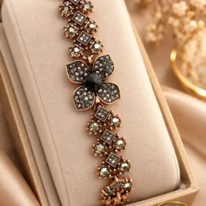 Premium Antique Copper Floral Zirconia Bracelet for Women
