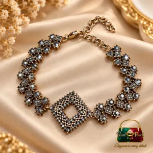 Premium Antique Copper Zirconia Geometric Bracelet for Women