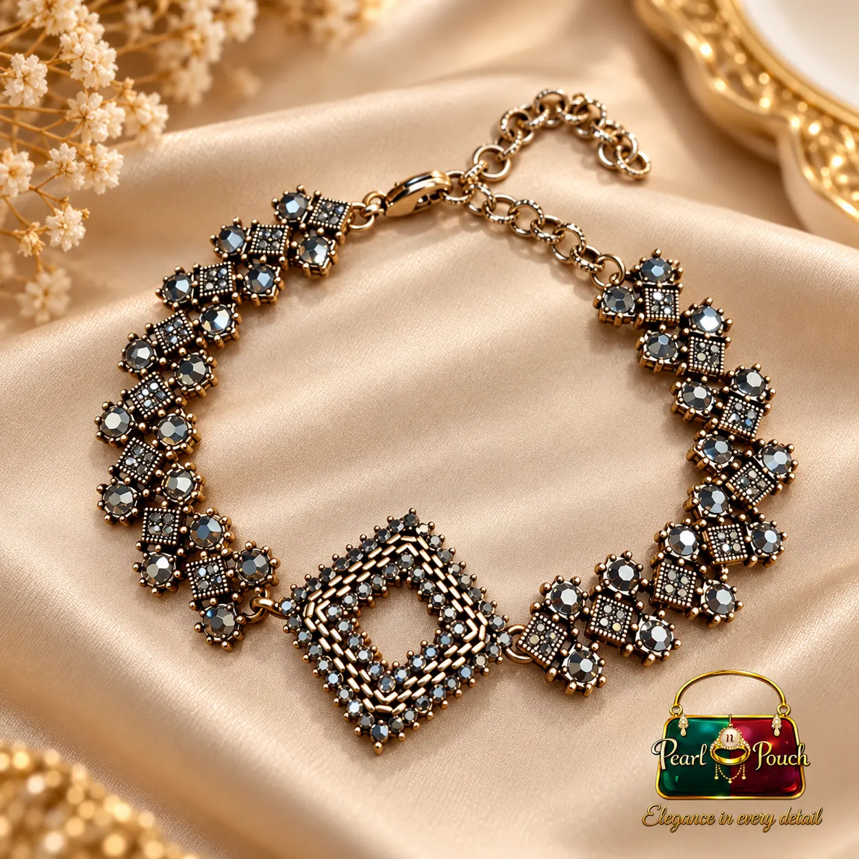 Premium Antique Copper Zirconia Geometric Bracelet (3) Premium Antique Copper Zirconia Geometric Bracelet for Women