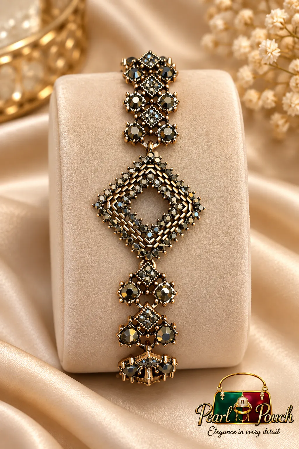 Premium Antique Copper Zirconia Geometric Bracelet (4)