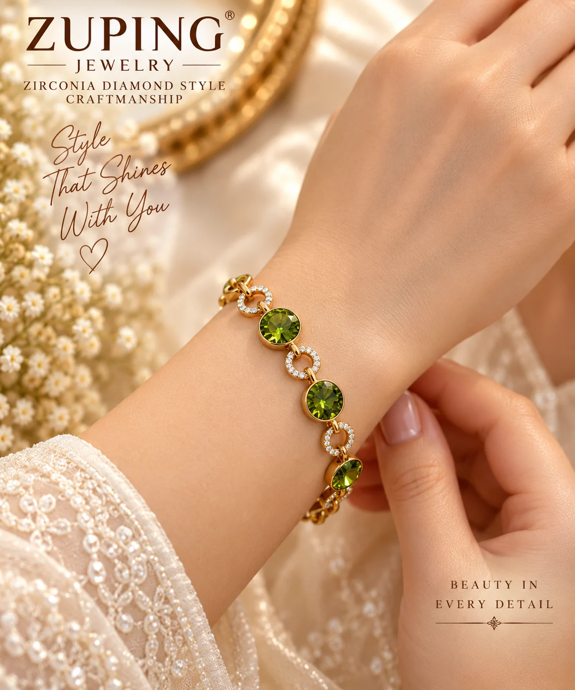 Premium ZUPING 18K Gold Plated Zirconia Bracelet (4)