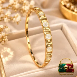 Premium 18K Gold Plated Zirconia Bangle by Zuping with sparkling zirconia stone details