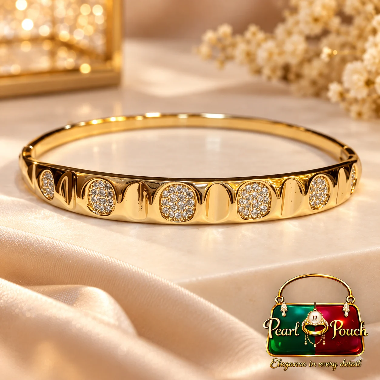 Premium Zuping 18K Gold Plated Zirconia Bangle (6)