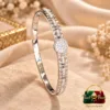 Premium Silver-Plated Zirconia Bracelet by Zuping with round zirconia centre detail and 55 mm inner diameter