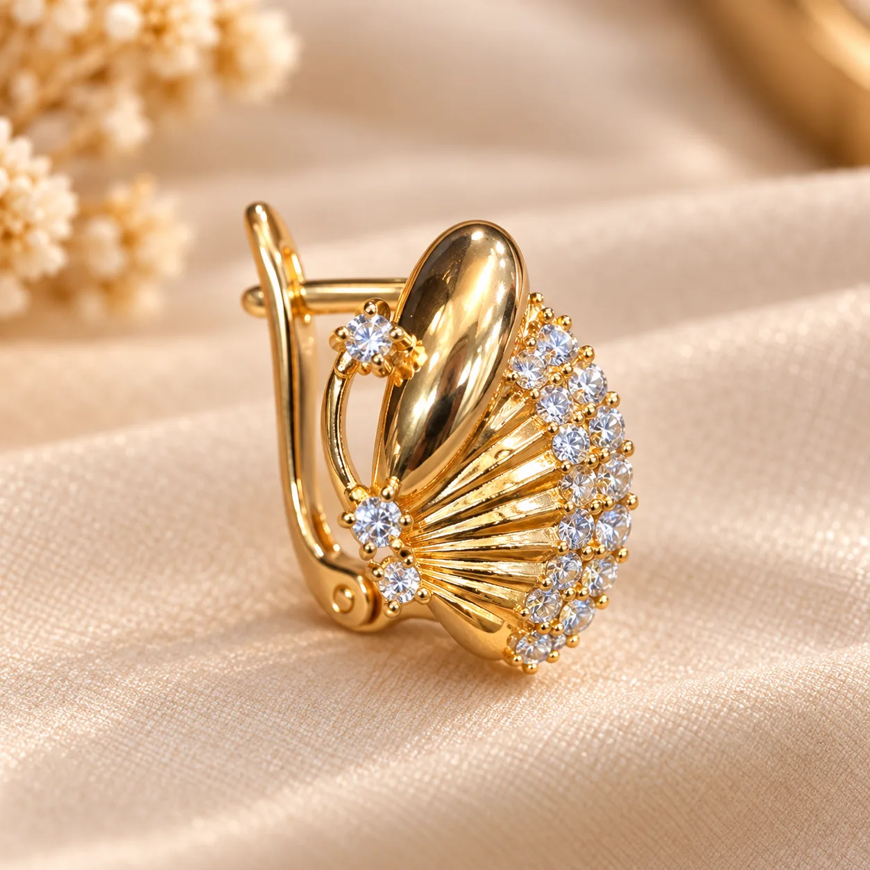 Radiant Fan 18K Gold Plated Zirconia Earrings (5)