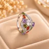 Multicolor stone ring with colorful accent stones and sparkling silver tone detailing