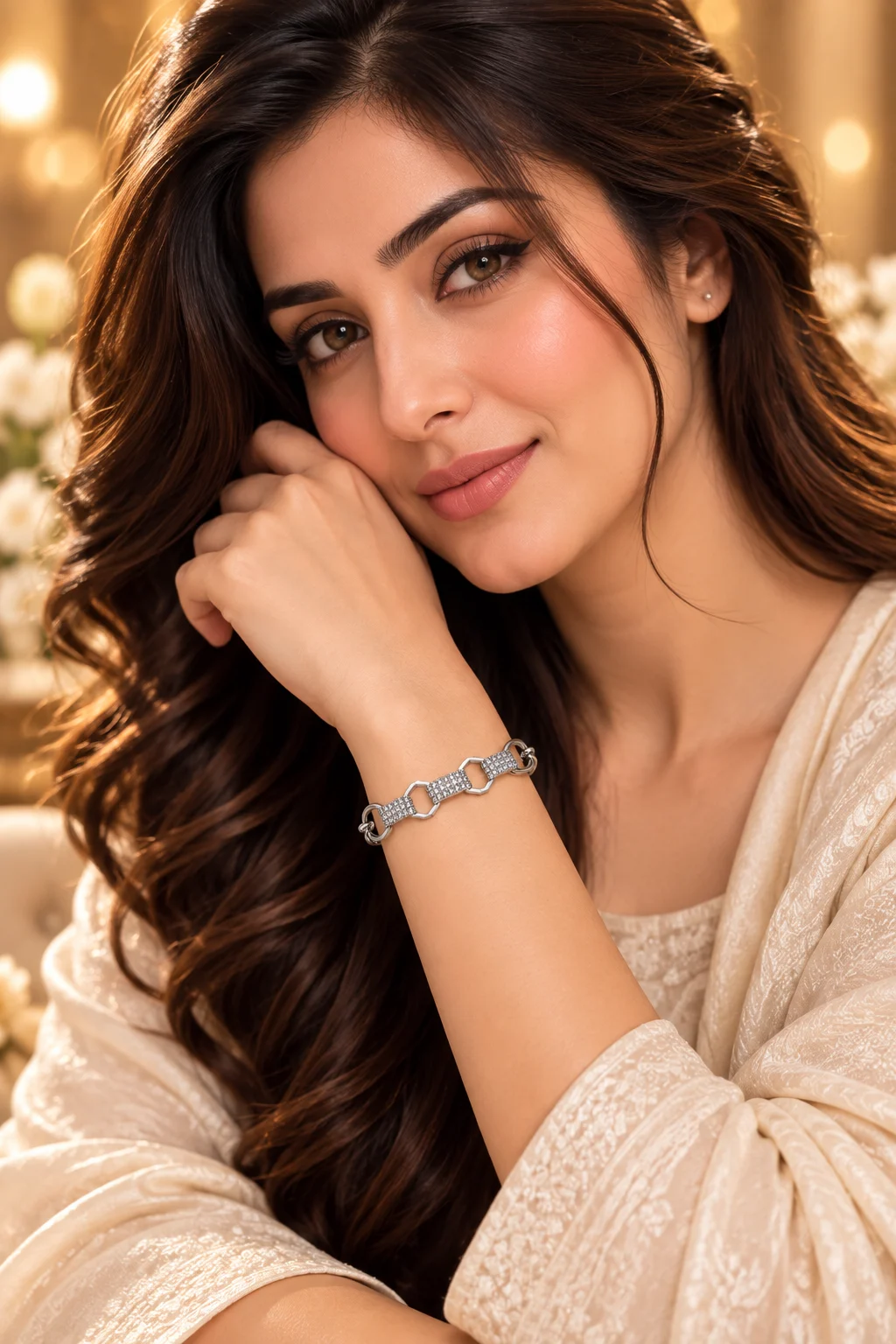 Radiant Silver Plated Zirconia Link Bracelet (4)