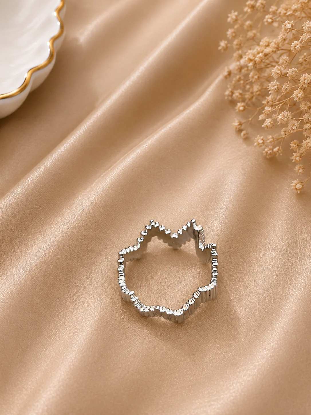 Silver Crystal Lightning Wave Ring (2)