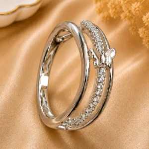 Xuping Silver Butterfly Ring for Women with Zirconia Sparkling Stones