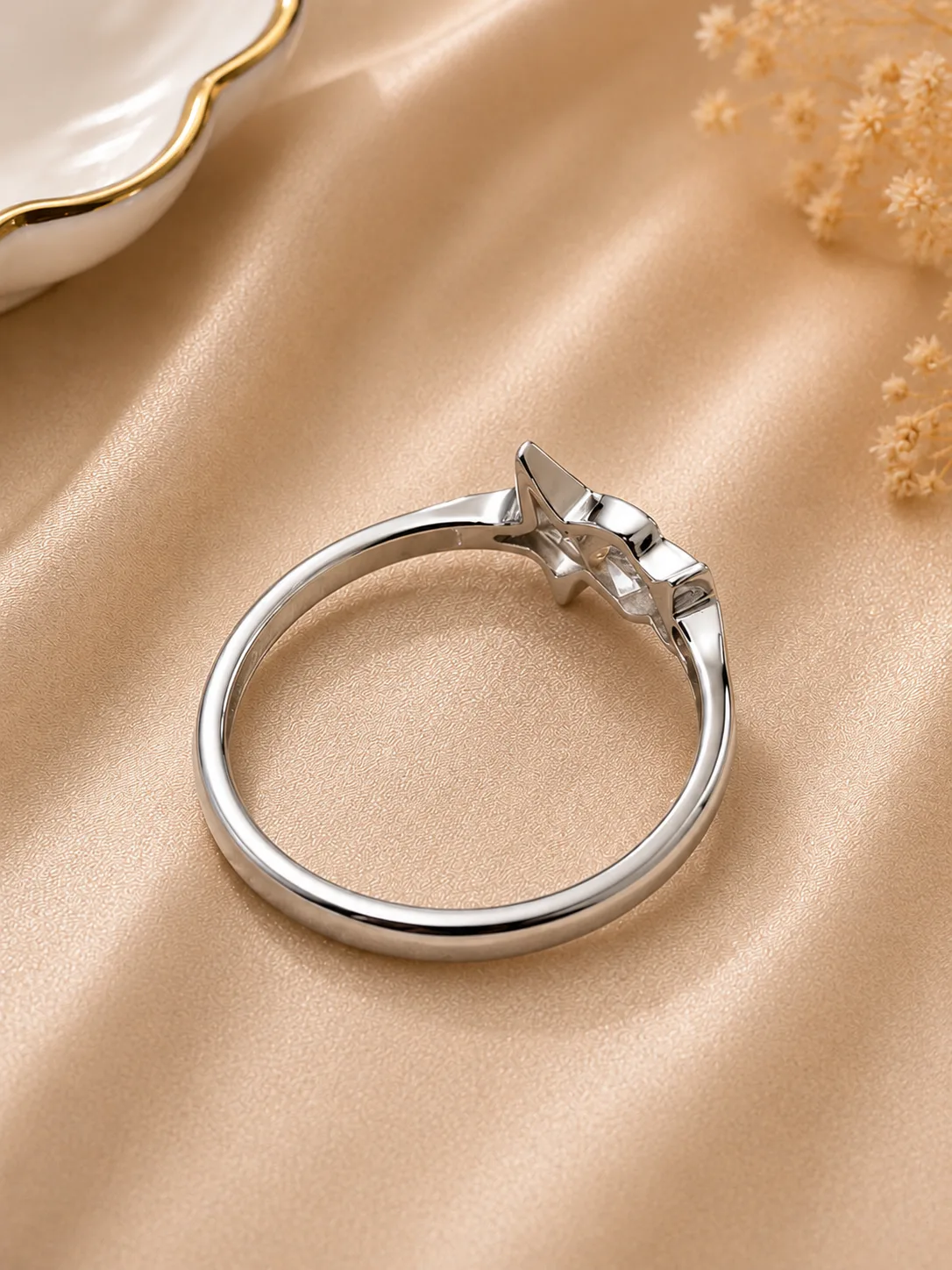 Silver Double Star Zirconia Imitation Ring (2)
