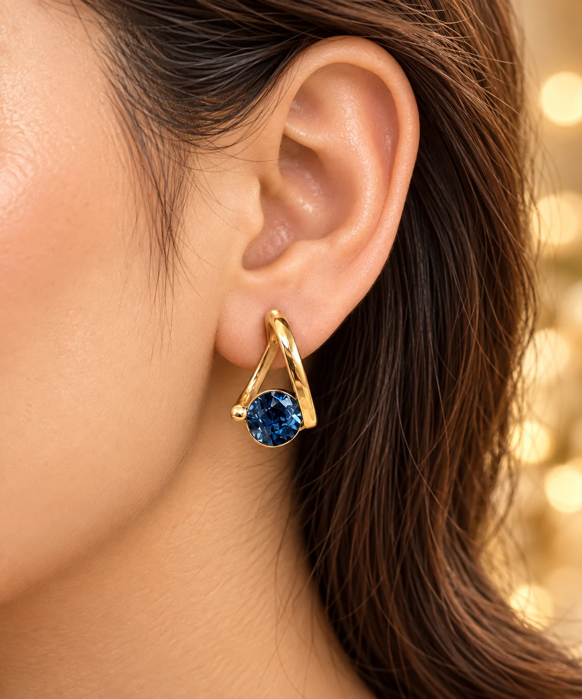 Stunning 18K Gold Plated Blue Zirconia Drop Earrings (4)