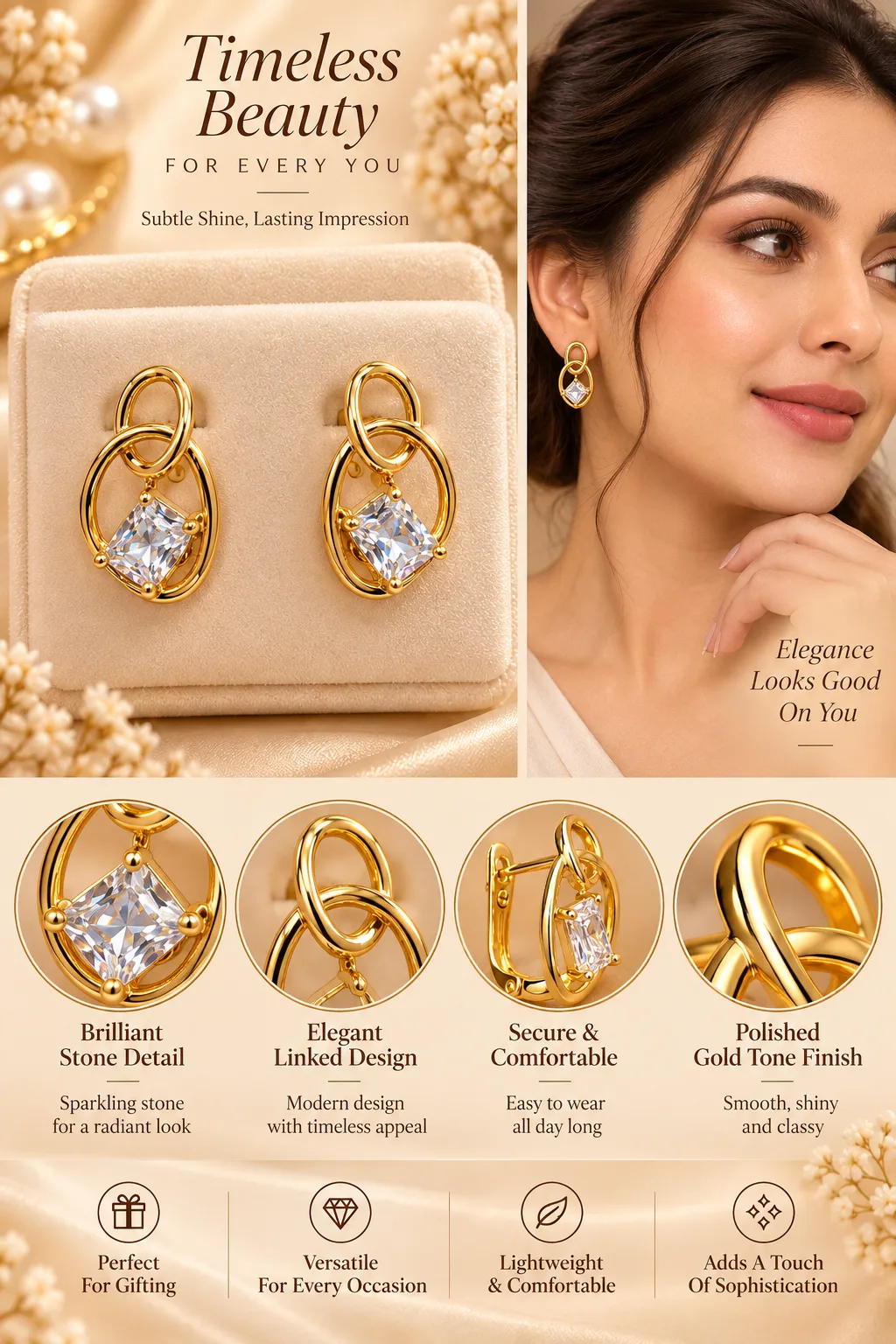 Stunning 18K Gold Plated Zirconia Earrings (4)