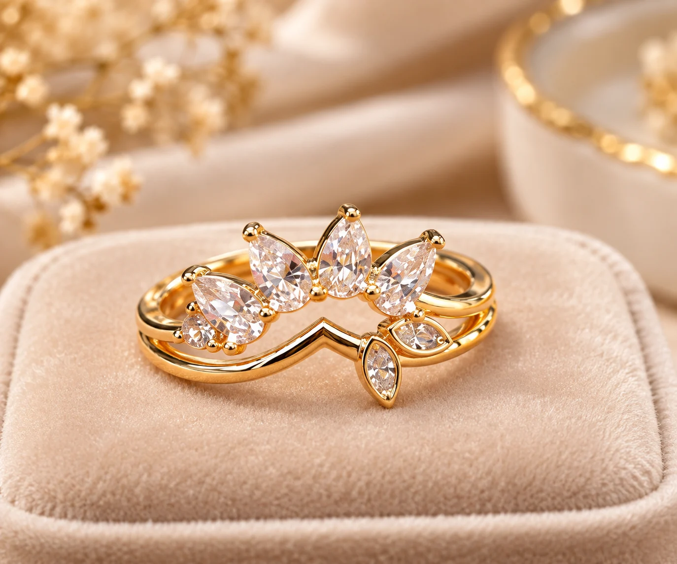 Stunning Bloom Gold Tone Floral Ring (3)