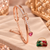 Stunning 18K Rose Gold Plated Zirconia Bracelet by ZUPING with 0.5 cm pink heart stone