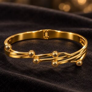 Polished Gold Tone Multi-Strand Metal Bracelet