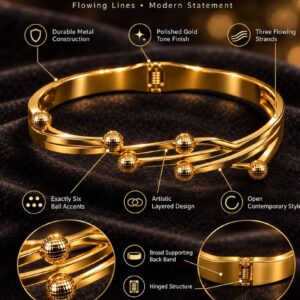 Polished Gold Tone Multi-Strand Metal Bracelet