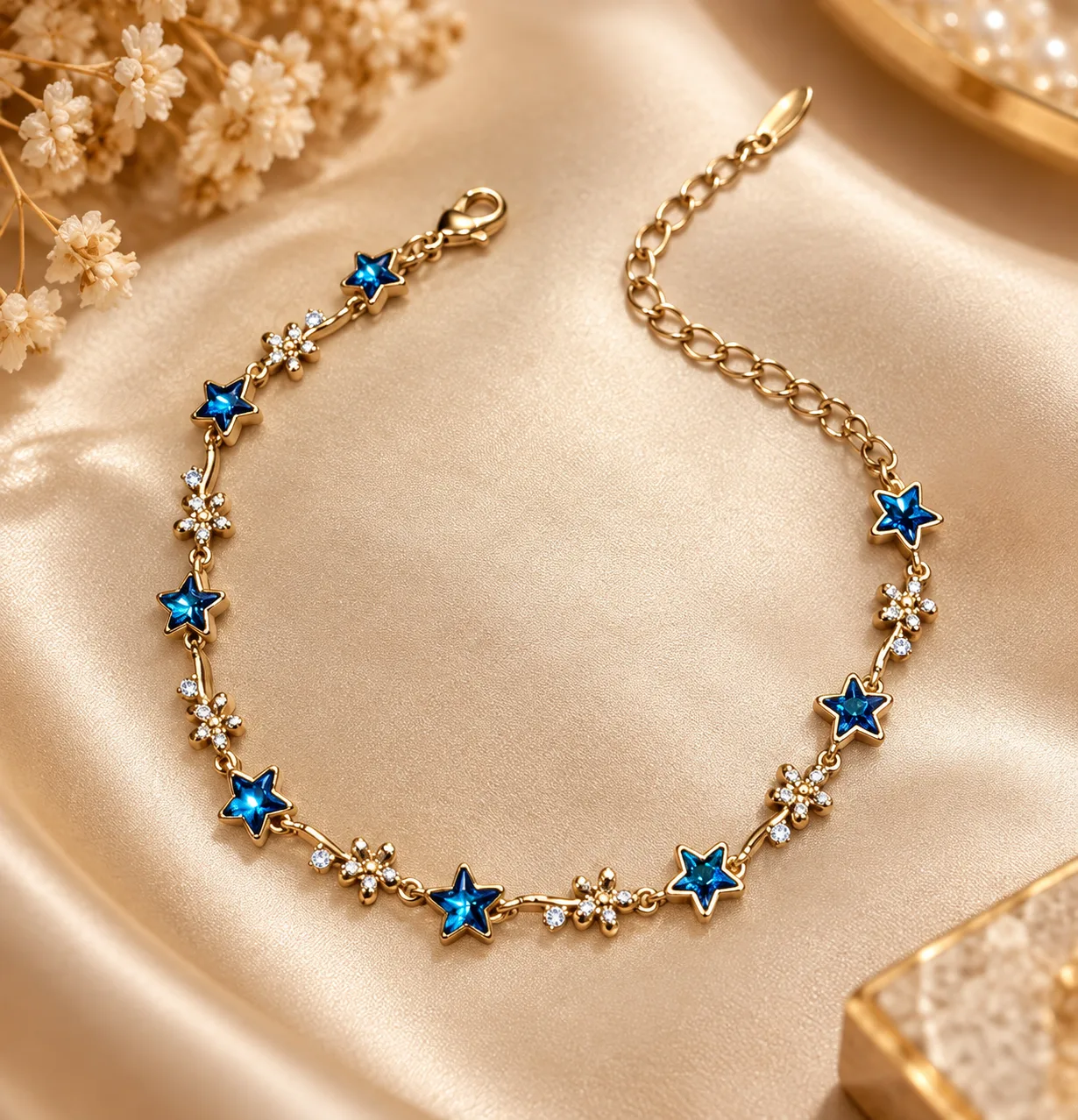 XUPING 18K Gold Plated Blue Star Zirconia Bracelet (4)