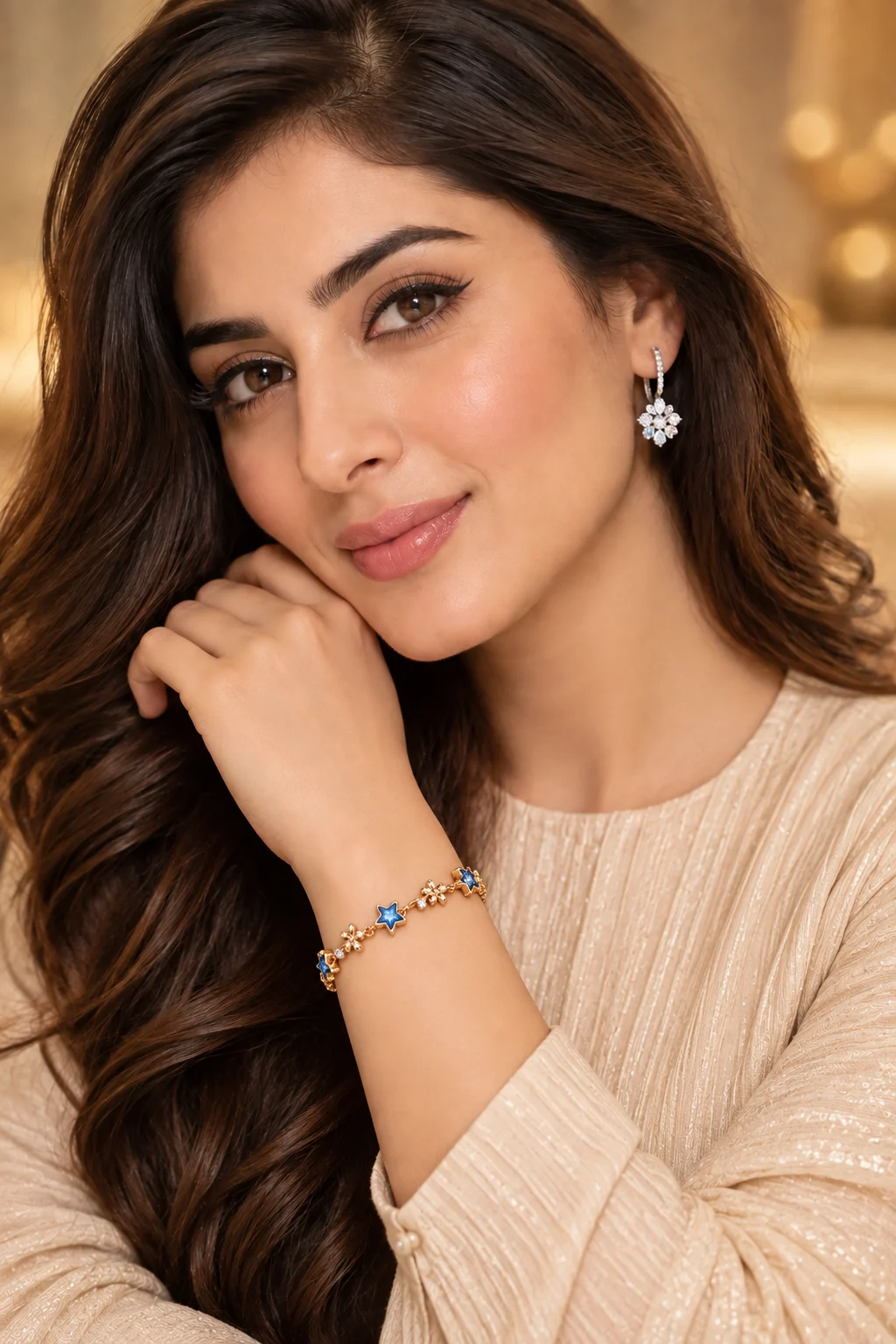XUPING 18K Gold Plated Blue Star Zirconia Bracelet (5)