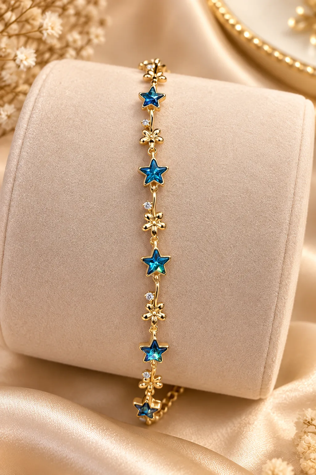 XUPING 18K Gold Plated Blue Star Zirconia Bracelet (6)