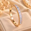 XUPING 18K Gold Plated Zirconia Bracelet Bangle with Rectangular Stones