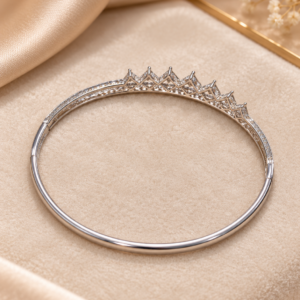 XUPING 18K Plated Seven Heart Stone Bangle in polished silver tone