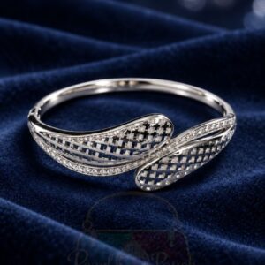 XUPING 18K Plated Silver Tone Double Leaf Bangle with lattice details