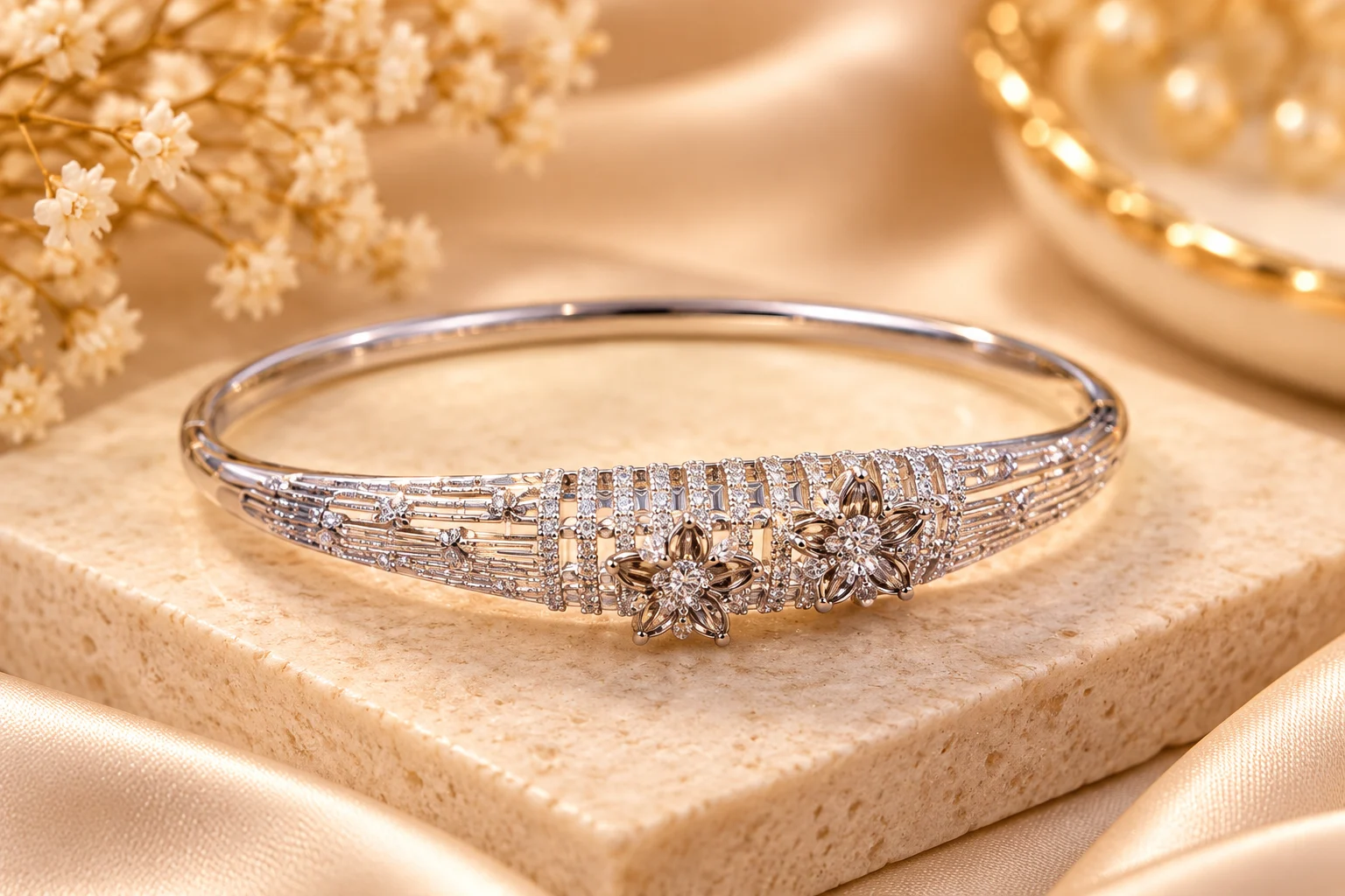 XUPING Elegant Silver-Plated Zirconia Bangle (3)