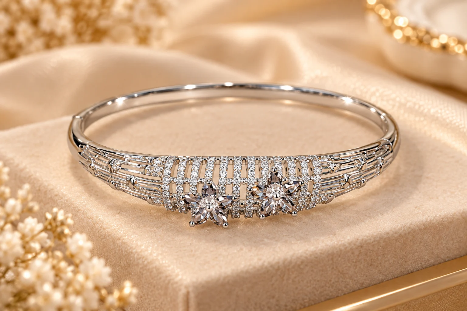 XUPING Elegant Silver-Plated Zirconia Bangle (5)