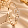 Elegant 18K Gold Plated Zirconia Bracelet Bangle by XUPING with Floral Design