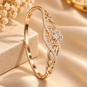 Elegant 18K Gold Plated Zirconia Bracelet Bangle by XUPING with Floral Design