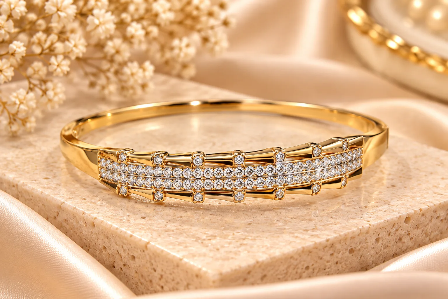 XUPING Radiant 18K Gold Plated Zirconia Bangle (1)