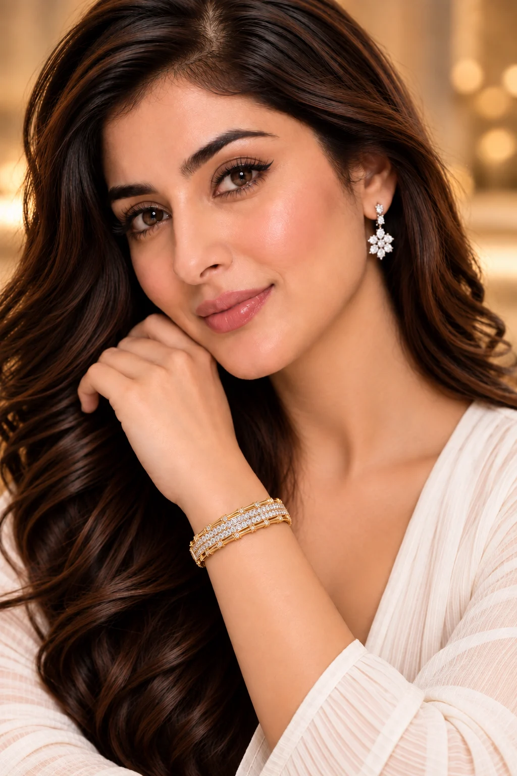 XUPING Radiant 18K Gold Plated Zirconia Bangle (2)