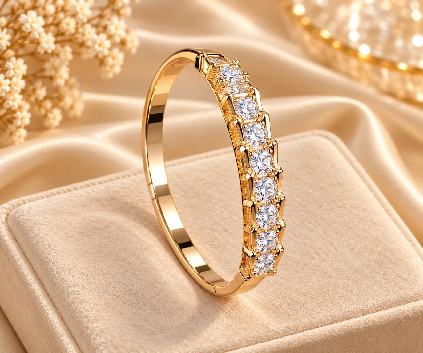 XUPING Radiant 18K Gold Plated Zirconia Bangle (6) 18K Gold Plated Zirconia Bracelet Bangle by XUPING