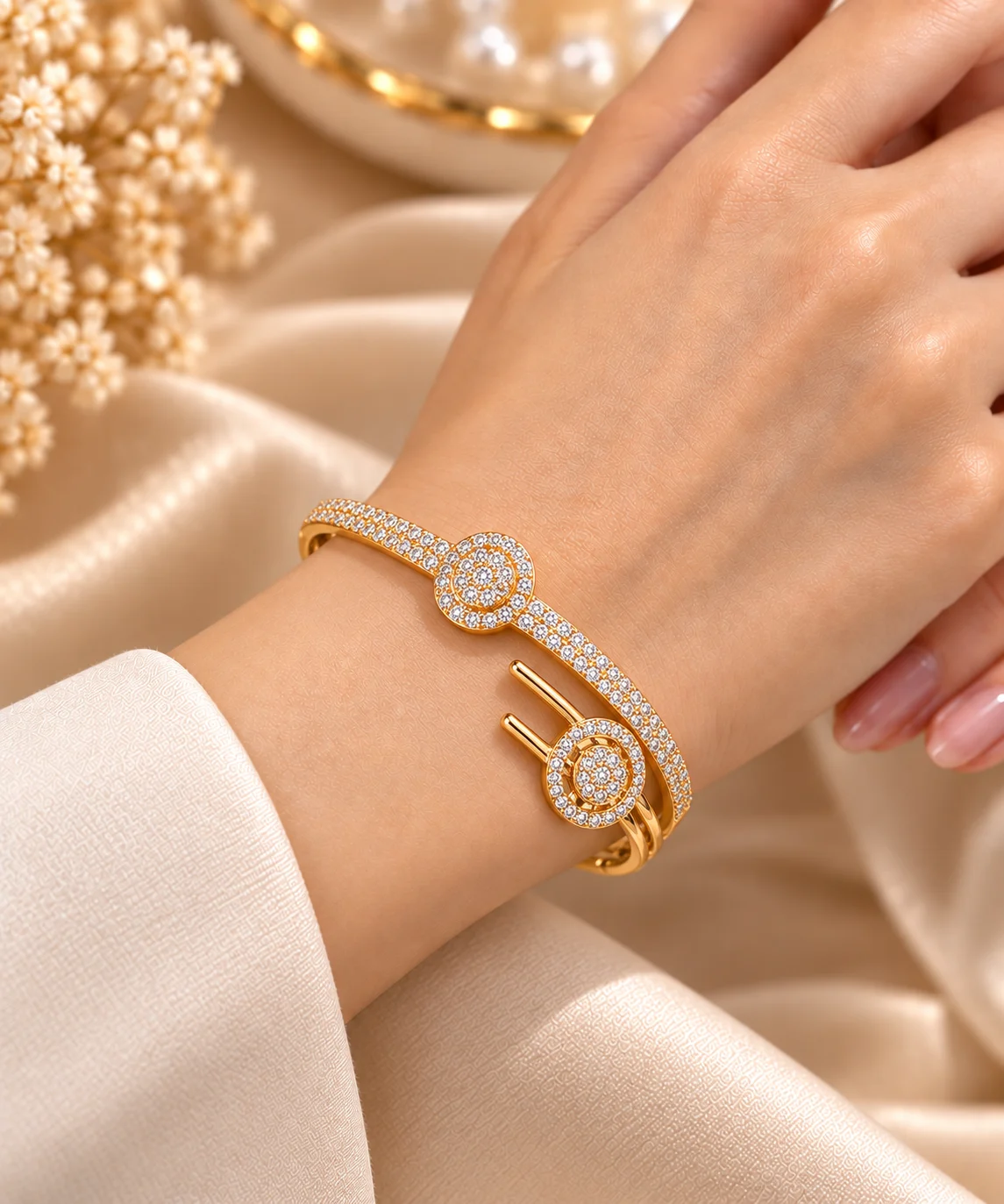 XUPING Radiant 18K Gold Plated Zirconia Bracelet Bangle (4)