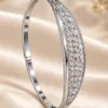 XUPING Silver Bloom Zirconia Bangle Style Bracelet 