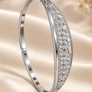 XUPING Silver Bloom Zirconia Bangle Style Bracelet 