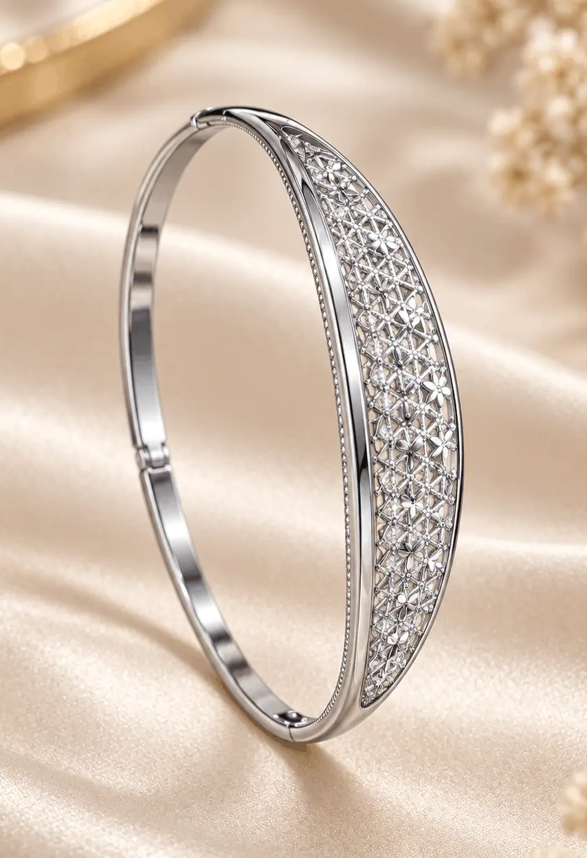 XUPING Silver Bloom Zirconia Bangle Style Bracelet XUPING Silver Bloom Zirconia Bangle Style Bracelet