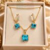 XUPING zirconia pendant set with blue stones and matching earrings for daily wear