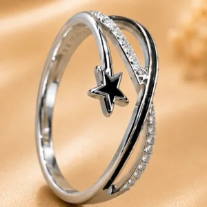 Zuping Silver Star Zirconia Ring for Women