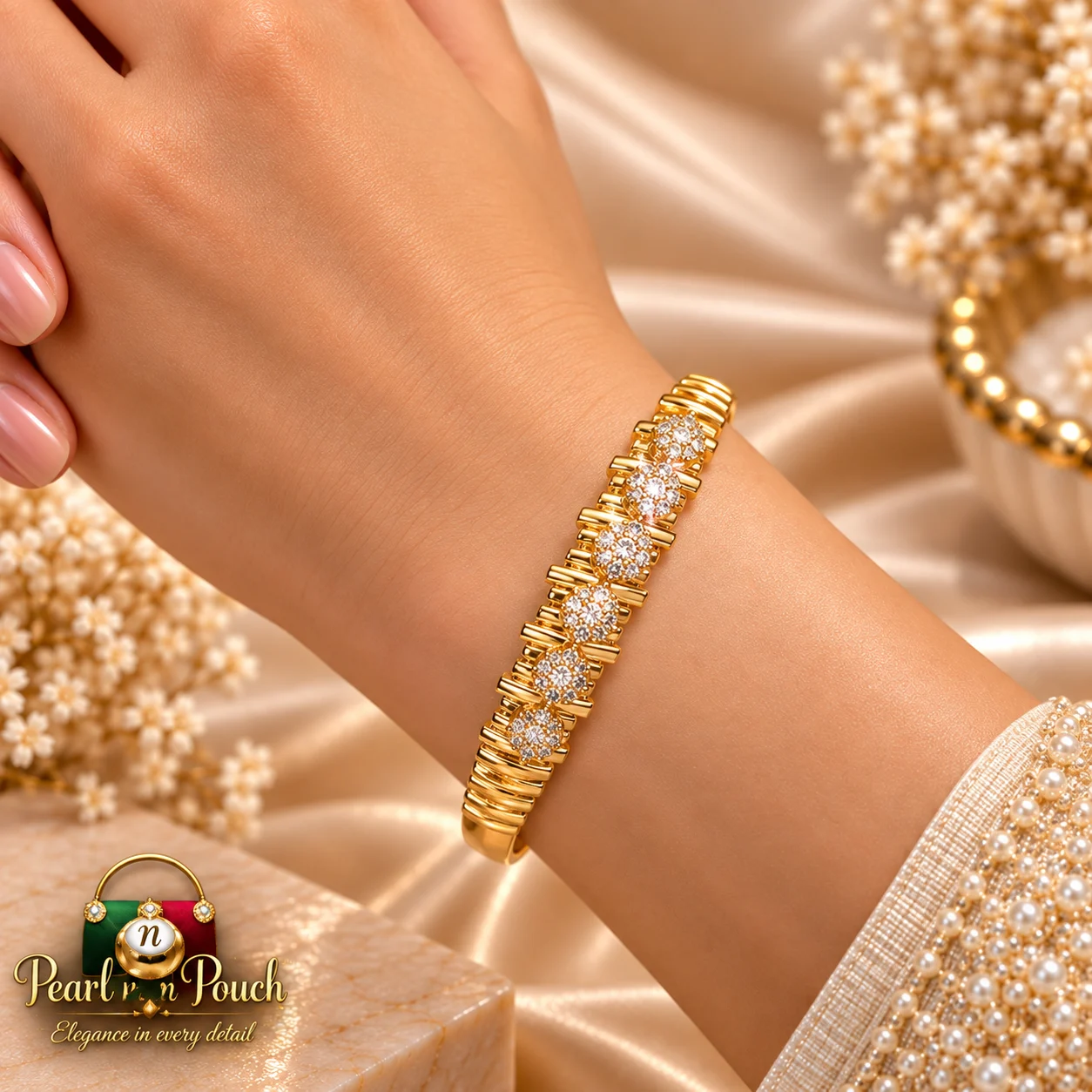 ZUPING 18 Karat Gold-Plated Zirconia Bracelet (2)
