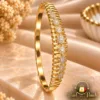 ZUPING 18 Karat Gold-Plated Zirconia Bracelet close-up showing sparkling zirconia front detailing